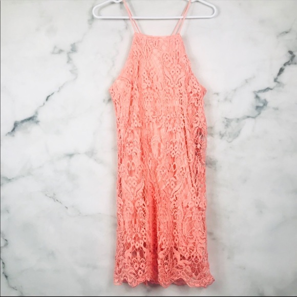 Urban Outfitters Peach Lace Shift Dress - Picture 2 of 8
